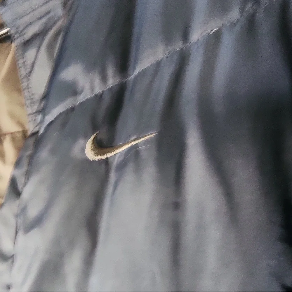 Y2K Nike Tech Men's Down Puffer Jacket Full Zip Stand-Up Collar Pockets Sz L